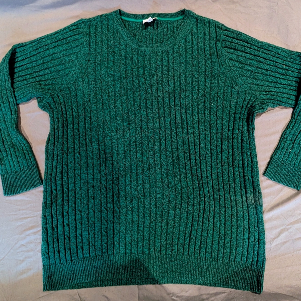 Green Ribbed Women's Sweater